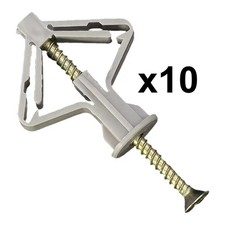 Lot 10 chevilles papillons et vis pour plaque de plâtre - Fixation murale placo