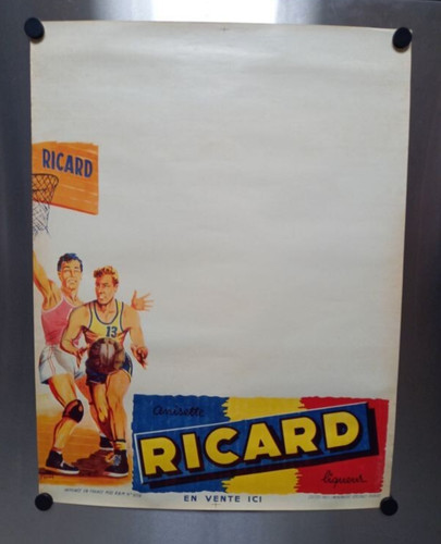 Affiche ancienne ricard basket - ricard,