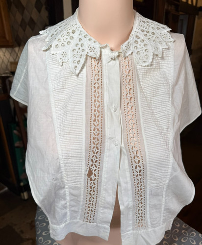 Textile ancien col plastron - textile,