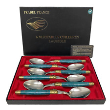 Coffret de 6 Grandes Cuillères Laguiole Vert Irisé Fabriqué en France Par Pradel