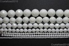 Perles rondes facettées en pierre précieuse en albâtre blanc naturel 4 mm 6 m...