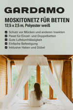 Moustiquaire 12,5 x 2,5 M Blanc Lit Double Filet A Insectes avec Crochet Goujon