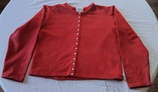 Agnès vintage années 90 b. Cardigan Snap rouge cerise fabriqué en France UK taille 14