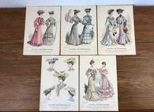5x Planches Gravures Couleur Mode JOURNAL DES DEMOISELLES 1903 - 1904