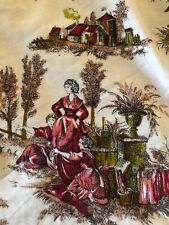 Pretty Panel ROMANEX DE BOUSSAC Toile Cotton Fabric Countryside Scenes c1960s