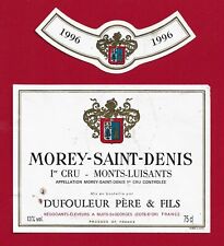 MB49 Étiquette BOURGOGNE MOREY-SAINT DENIS 1996 1er CRU MONTS-LUISANTS DUFOULEUR