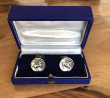 Bouton de manchette monnaie de Paris argent motif cheval