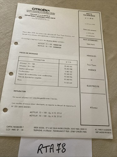 Citroën note information 81h - citroën,