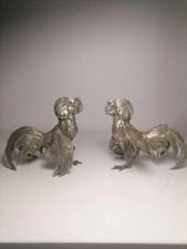 Statuette Coq en métal argenté