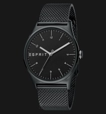 Montre Homme ESPRIT Bracelet Maille Milanaise en acier inoxydable Noir. Neuve