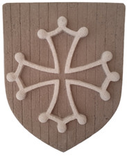Blason du Languedoc Occitanie croix Occitane pierre reconstituée 2 couleurs