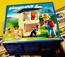 Playmobil 4491 fermier,lapins,clapier,contenu complet.(B1).