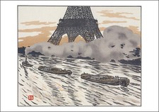 HENRI RIVIERE LES TRENTE-SIX VUES DE LA TOUR EIFFEL TIRAGE D'UN DESSIN FORMAT A4