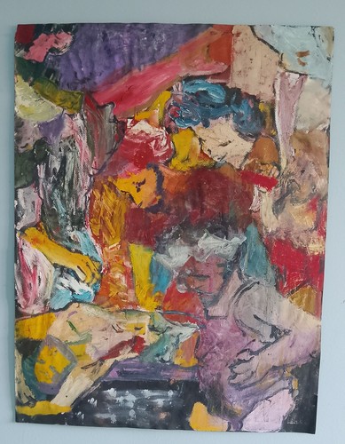 Huile art brut la - la, foule