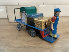 Chariot Transport De Bagages Jouet Mécanique En Tôle Avec Sa Clé 