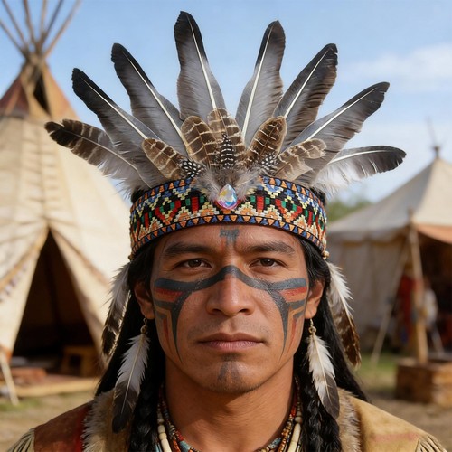 Coiffe indienne plumes - coiffe,