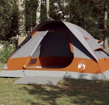 Tente De Camping A Dôme 4 Personnes Orange Gris Imperméable Abri De Camping