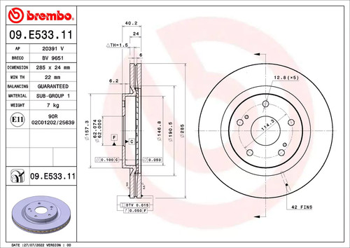 Disque frein avant brembo - avant,