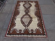 Vintage Traditionnel Main Fabriqué Oriental Gris Marron Laine Gabbe Tapis