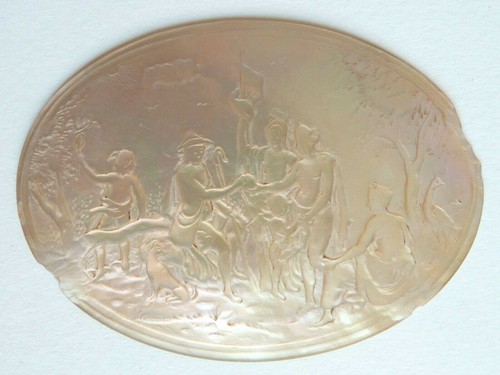 Plaque nacre sculptée 19e - plaque,