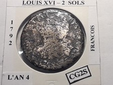 2 Sols Louis XVI 1792 L'AN 4 Francois