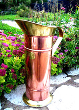 PORTE PARAPLUIE ANCIEN-BROC" 5-KAN " VINTAGE CUIVRE ROUGE ET JAUNE HAUTEUR 50 CM