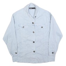 ZARA Veste en Denim Coton Bleu