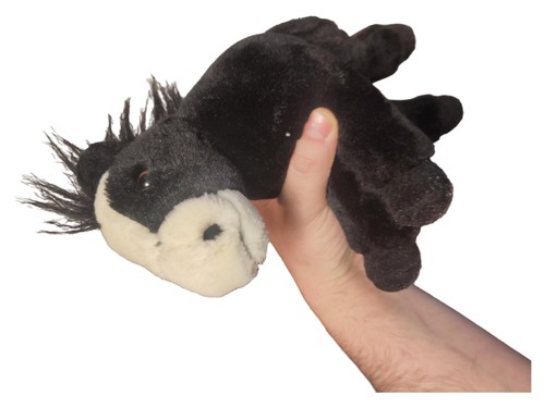 Peluche cheval noir - peluche, blanc