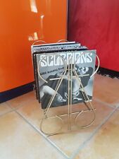 PRÉSENTOIR VINTAGE RANGE DISQUES VINYLE 45 TOURS MÉTAL DORÉ REVUE 