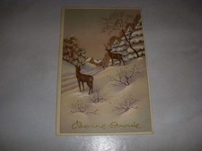 CP CARTE POSTALE NOUVELLE ANNEE CERF et BICHE dans MONTAGNE - Ecrite en 1953
