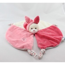 Doudou plat rond lapin rose