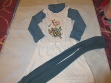 ensemble 8 ans:robe disney reine des neiges,sous pull,collants