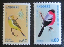 Série Nature Oiseaux 2 timbres Andorre neuf * - 1974 - YT 240 241 (voir photo)