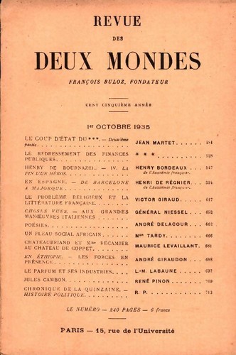 Revue des deux mondes octobre
