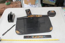 set bureau bois laqué chinois