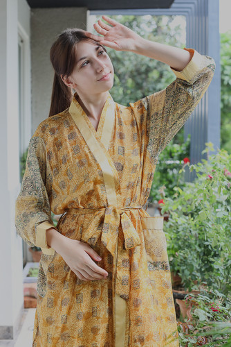 Robe longue kimono - , beige