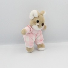 Doudou souris beige blanc rose