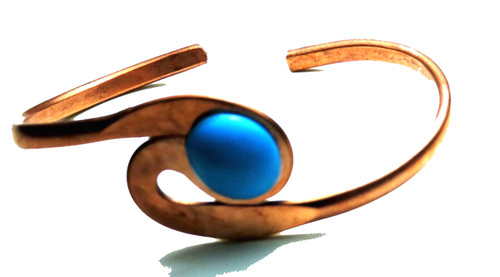 Bracelet cuivre turquoise - bracelet,
