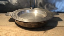 Rare Assiette À Bouillie Bébé Chauffante Métal Argenté Poinçons L 22,7 Cm