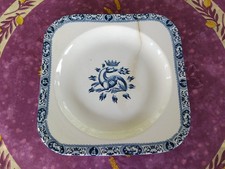 Assiette Carrée Terre Fer Salins Modèle François 1er Déco Salamandre Bleu 26,5cm