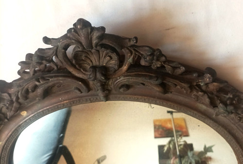 Important miroir oval mural - , et