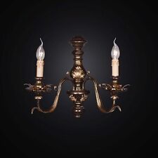 Applique Classique En Bois Feuille D'Or Et Marron 2 Lumières Coll. BGA 1585