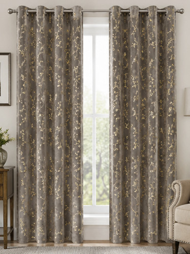 Rideaux gris tissu velours - en,