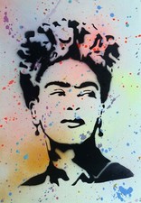 SPACO signed FRIDA KAHLO tableau pop STREET ART graffe pochoir banksy