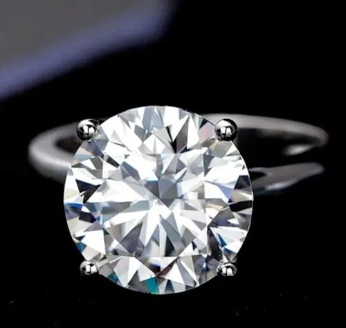 Bague solitaire diamant - , blanc