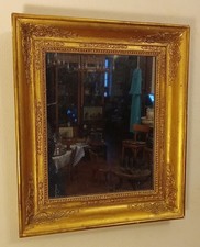 Ancien Miroir Mercure cadre doré Epoque Empire Restauration 19 Ème Siècle 
