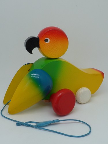 Jouet bois tirer oiseau - a,
