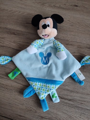 Doudou mickey bleu blanc vert - bleu,