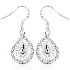 Boucles d'Oreilles - Femme - Pendantes - Goutte - Cristal - Argent Fin 925/1000