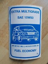 Etiquette autocollante bidon 5 L huile EXTRA MULTIGRADE SAE 15W50 FUEL ECONOMY